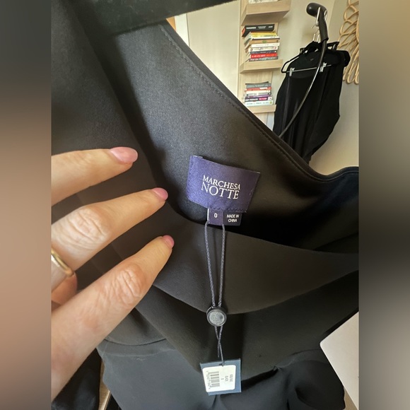 NWTs! Never worn; Marchesa Notte - One - Shoulder Tailored Black Jumpsuit - Picture 12 of 12